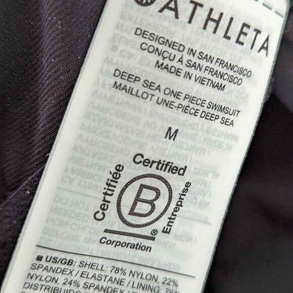 Athleta Front Zip Deep Sea One Piece Swimsuit Size M Black NWT Summer - Picture 7 of 16